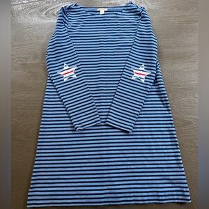 Crewcuts Blue & Navy Striped Dress with Star Appliqué, size L (10-11)